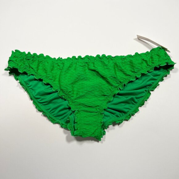 Victoria Secret Large L Bikini Bottom Ruffle Cheeky Ruched Textured Jade Green - Picture 5 of 6